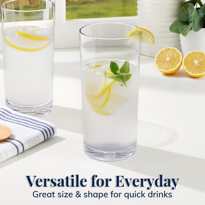 US Acrylic Classic Clear Plastic Reusable Drinking Glasses (Set of 6) 24oz Iced-Tea Cups | BPA-Free Tumblers, Made in USA | Top-Rack Dishwasher Safe - Image 3